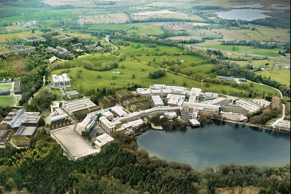 Arial view of the Alderley Park campus