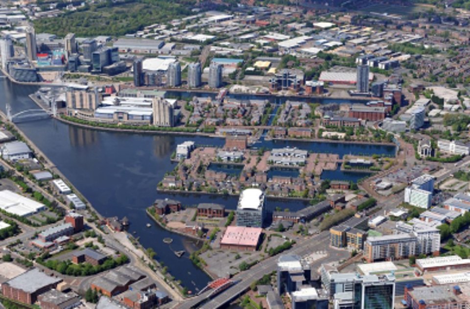 An aerial shot of Greater Manchester