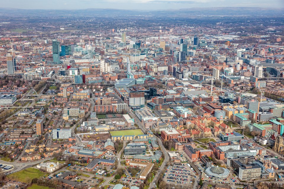 Arial view of Manchester City Centre