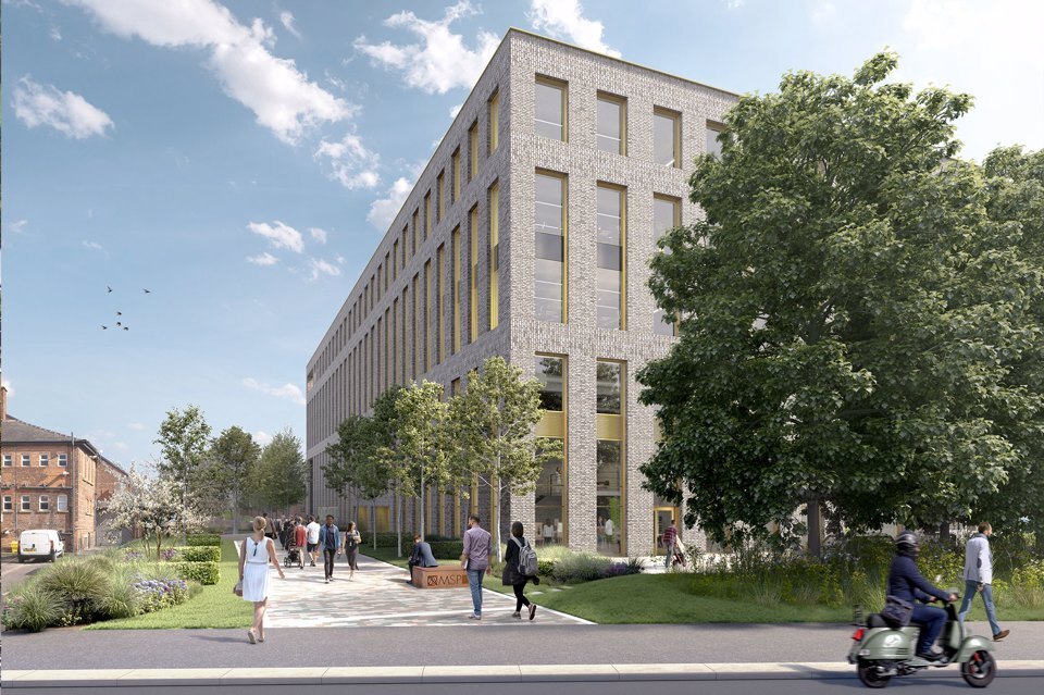 Exterior entrance of Base at Manchester Science Park