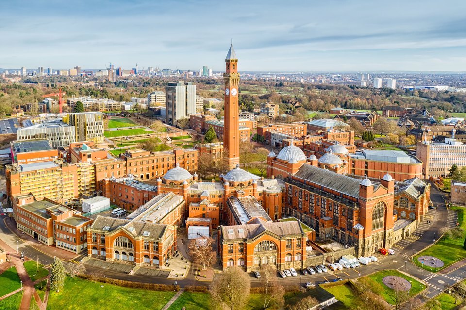 Aerial view of Birmingham University